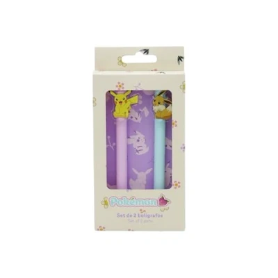 Immagine di CYPBRANDS Pokemon, penna a sfera, set di 2 penne, Eeve, Pikachu, scrittura, multicolore, prodotto ufficiale