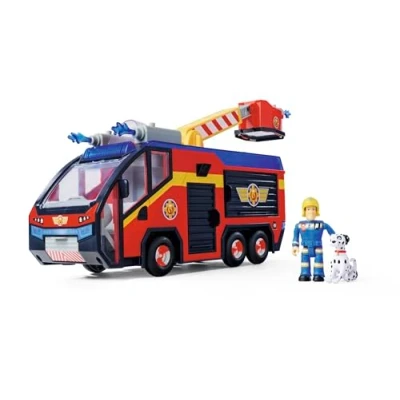 Immagine di Simba 109252595 Jupiter, vigile del fuoco, figura Sam e Radar, effetti luminosi, sirena, scaletta girevole, frecce d&#039;acqua, piattaforma per quad, 32 cm, accessori, a partire dai 3 anni in su