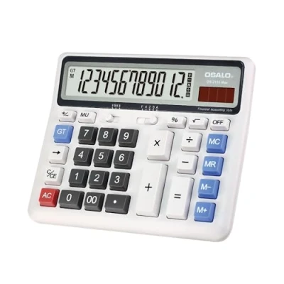 Immagine di OSALO calcolatrice da scrivania, con display LCD extra grande, tasti grandi, solare elettronica a 12 cifre (OS 2135 Pro)