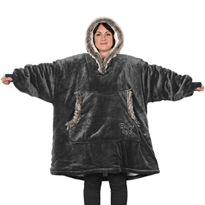 Immagine di Snug Rug Grigio Eskimo Felpa con Cappuccio Oversize Sherpa Coperta, Super Morbida e Calda, Gigante Comoda in Pile Sherpa, Taglia Unica, Adulti Unisex Unica