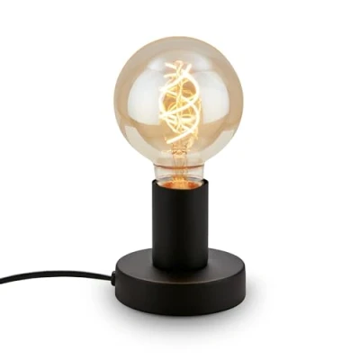 Immagine di BRILONER Abat Jour Lampada Led da tavolo, comodino, scrivania, 1 x E27, max. 10 Watt, Bajour moderna, in metallo nero, 100x90mm(DxH)
