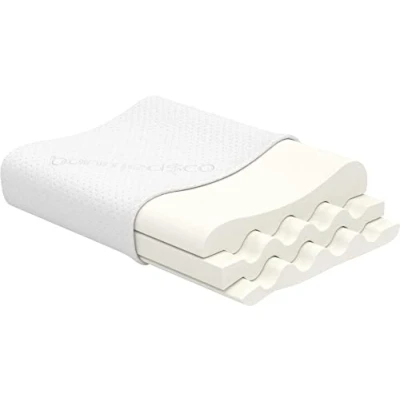 Immagine di bonmedico Cuscino Cervicale in Memory Foam Guanciale Letto Ortopedico Basso Per Dormire, Anatomico e Ergonomico Dolori Cervicali al Collo