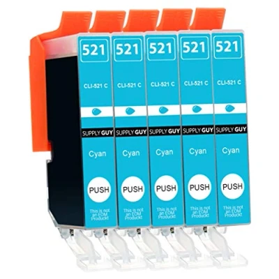 Immagine di 5 Cartucce per Stampanti con Chip compatibile Canon CLI 521 (Ciano) Pixma IP3600 IP4600 IP4600X IP4700 MP540 MP550 MP560 MP620 MP630 MP640 MP640R MP980 MP990 MX860 MX870