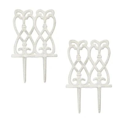 Immagine di Relaxdays Bordure per Aiuole, Set 2, HxL 25x14,5 cm, Recinzione Cortile e Giardino, Design in Ghisa Vintage, Bianco