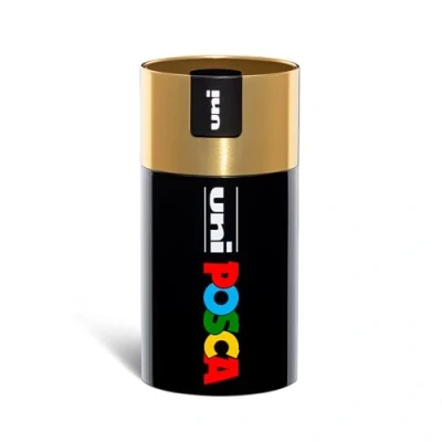 Immagine di Posca Uniposca Set Completo con 18 Pennarelli Acrilici Assortiti, Punta Media 2,5 mm Colori per Bambini e Artisti Uni Validi come Tessuti, Legno Altro, in Box Regalo Oro