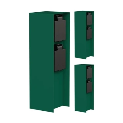 Immagine di ledscom.de 3 pz. presa da giardino a colonna POMI per esterni, IP44, 2 vie, acciaio inox, verde, quadrata, 23 cm