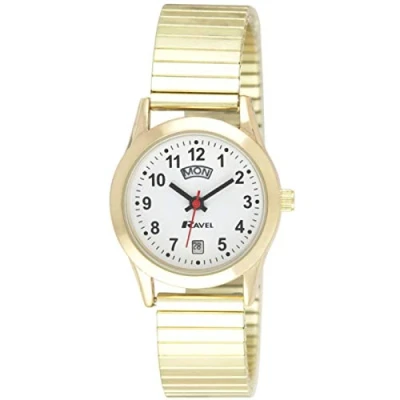 Immagine di Ravel Orologio Donna con Calendario Giorno e Data Analogic Quarzo R0706.19.2EX Espansore in Acciaio Inossidabile Color Oro