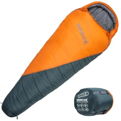 Immagine di KEENFLEX Sacco a pelo 3 4 stagioni mummia (Orange +3.3 C)