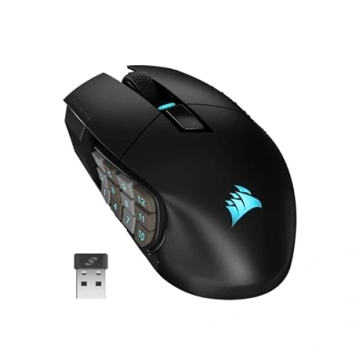 Immagine di CORSAIR SCIMITAR ELITE WIRELESS MMO Mouse da Gioco 26.000 DPI 16 Pulsanti Programmabili Batteria Fino a 150 ore Compatibile con iCUE PC, PS5, PS4, Xbox Nero
