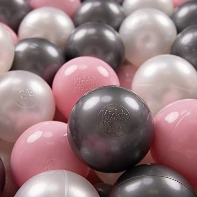 Immagine di KiddyMoon 700 Palline/7Cm Palline Morbide Colorate Per Piscina Bambini Fatto In EU, Perla/Rosa Chiaro/Argento
