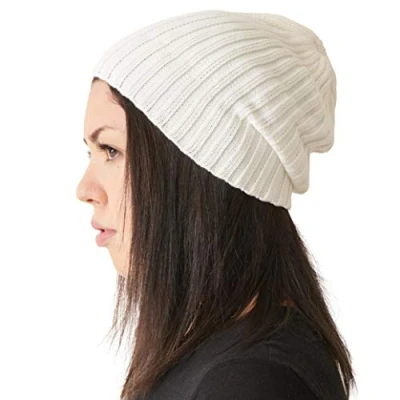 Immagine di CHARM Casualbox Uomo Fisherman Beanie Berretto 100% Cotone da Donna Maglione Cappellino Classico Design Semplice A Coste Cappello Tesa Larga Bianco