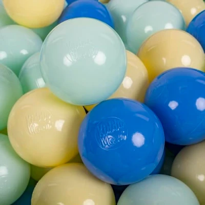 Immagine di KiddyMoon 200 Palline/7Cm Palline Morbide Colorate Per Piscina Bambini Fatto In EU, Giallo Pastello/Blu/Menta