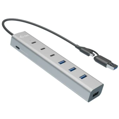 Immagine di i tec USB C/USB A Charging Metal Hub 7 Port 3x C 3.2 Gen. 1 4x (USB C, A, 7 Porti), Docking station + USB, Grigio