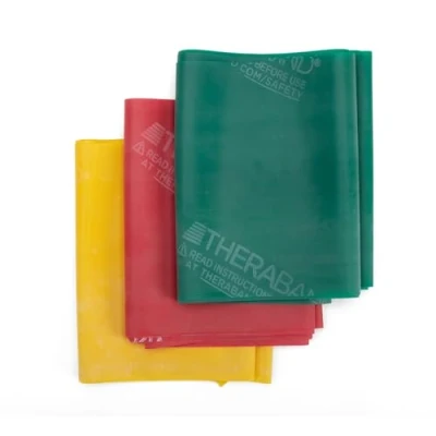 Immagine di TheraBand professionale in lattice bande di resistenza per la parte superiore del corpo, inferiore e Core esercitazione, fisioterapia, pilates, Yellow/Red/Green Beginner Set