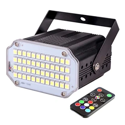 Immagine di 48 Led RGB Multicolore Strobo Discoteca Luce Stroboscopica con Telecomando per Casa, Mini Strobe Lights Luci Stroboscopiche Festa, Lampada Intermittenza Stroboscopio