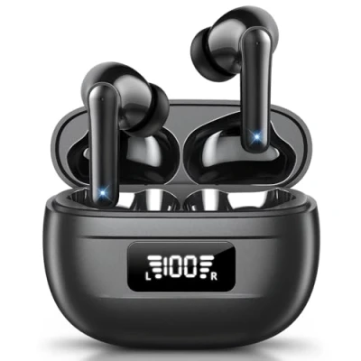 Immagine di Cuffie Bluetooth, Auricolari Bluetooth 5.3 In Ear Stereo con 4 Microfono ENC, 60 Ore Cuffiette Wireless Cancellazione Rumore, Auricolare IP7 per iPhone e Androide, Earbuds Usb C Sportive PC TV