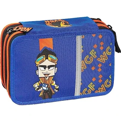 Immagine di Astuccio Scuola Lyon 3 Zip Completo Triplo con Colori 19x13x6 cm + Portachiave Cubo