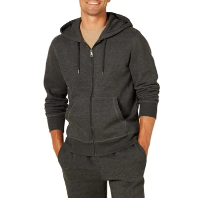 Immagine di Amazon Essentials Felpa con Cappuccio e Cerniera Integrale in Pile (Disponibile nelle Taglie Big &amp; Tall) Uomo, Carbone Puntinato, 6XL Plus