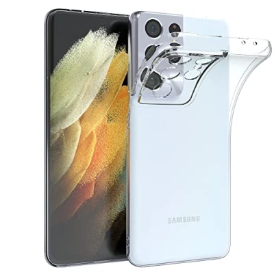 Immagine di EAZY CASE Custodia compatibile con Samsung Galaxy S21 Ultra Cover Silicone Sottile Protettiva Posteriore Trasparente