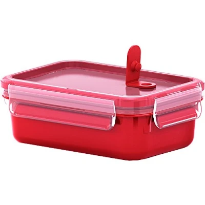 Immagine di Emsa Contenitore per microonde Clip &amp; Micro 517771 Valvola 0,55 L Scatola il pranzo Misura integrata Prodotto in Germania Rosso/Trasparente