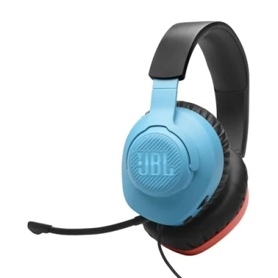 Immagine di JBL Quantum 100N, Cuffie da Gaming Over Ear con Filo, Microfono Rimovibile, QuantumSOUND Signature e Memory Foam, Compatibilità Multi Platform Windows Sonic Spatial Sound, Blu Rosso
