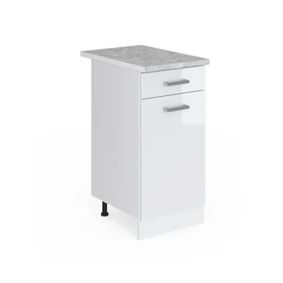 Immagine di Vicco mobiletto base per cucina R line, Bianco lucido/Bianco, 40 cm, PL Marmo