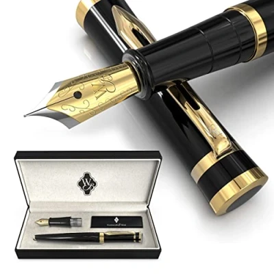 Immagine di Black with Section Slim Box Gold trim EF Nib Bundle