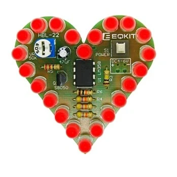 Immagine di PZMYJB Kit fai da te a forma di cuore, lampada respiratoria, DC 4 V 6 V, suite LED, rosso, bianco, blu, verde, produzione elettronica te, per apprendimento, rosso