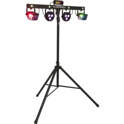 Immagine di ALGAM LIGHTING FLORIDABAR II Proiettore LED con Supporto e Pedaliera Effetto Par, Derby, Stroboscope, Laser Class 3B