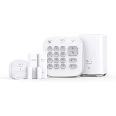 Immagine di Kit di allarme domestico da 5 pezzi eufy Security, sistema sicurezza domestico, tastierino, sensore movimento, 2 sensori ingresso, controllo app, collegamento a eufyCam