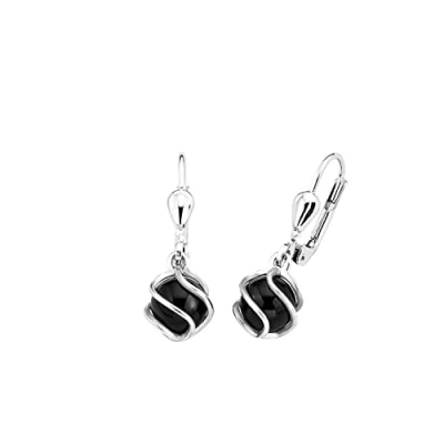 Immagine di Amor Orecchini da donna in argento sterling 925, con onice, 2,2 cm, argento, forniti una confezione regalo per gioielli, 2017170, Palla Nera