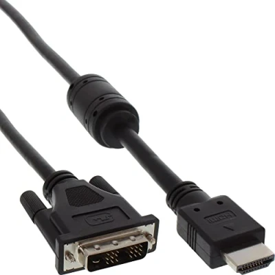 Immagine di Cavo Hdmi InLine Adattatore Standard Dvi FullHD 1080p. Type A maschio/Dvi D (18+1) maschio ferrite anti disturbo nero 0,5 [17659]