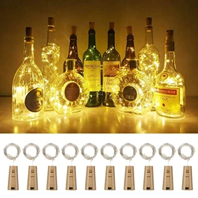 Immagine di Vicloon Luci per Bottiglia, 10PCS LED Sughero Bottiglia 2M 20 String Lampada a Fili di Rame, Batteria, Stringa Decorative Bottiglie DIY Festa Giardino Natalizie Matrimonio