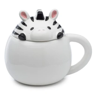 Immagine di Puckator Tazza in Ceramica con Coperchio Sagomato Zebra Animali Dolci