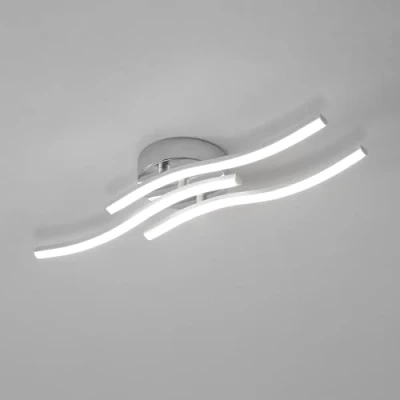 Immagine di Comely Plafoniera LED da Soffitto, Argento 18W 2000LM Design Curvo Lampada Moderna Lampadario Soffitto in Metallo per Sala Pranzo, Soggiorno, Corridoio, Cucina, Bianco Freddo 6500K