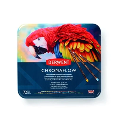 Immagine di Derwent Chromaflow Set di 72 Matite con Corpo Rotondo da 3,5 mm, Nucleo Cremoso e Sfumabile, Adatto per Disegnare, Colorare Stratificare