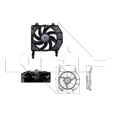 Immagine di NRF 47077 ventola radiatore 348 12 300 con telaio (telaio) FORD: FIESTA 4