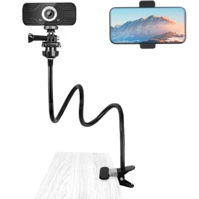 Immagine di SUNNINGUP supporto per webcam, telefono, a collo d&#039;oca flessibile aggiornato Logitech Webcam C920s, C930e, C930, C920, C922x, C922, Brio 4K, C925e, C615
