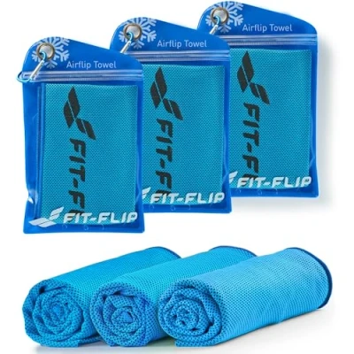 Immagine di Fit Flip Set da 3 asciugamani rinfrescanti 100x30cm Asciugamano rinfrescante in microfibra, Airflip Cooling Towel Colore: 3x blu scuro, misura:
