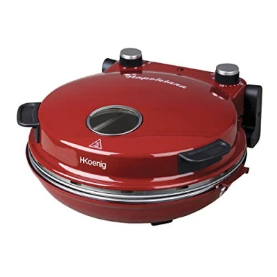 Immagine di H.Koenig NAPL350 Forno per Pizza Napoletana, Temp max 350, Piatto in ceramica diam 32 cm, Timer fino a 15min, 1200W, Rosso