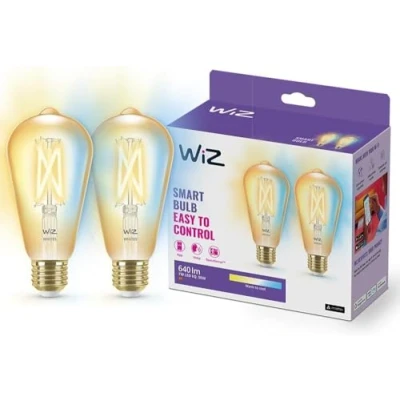 Immagine di WiZ Lampadina Smart WiFi, Luce Bianca da Calda a Fredda Dimmerabile, Filament Ambrata, E27, 2 PezziI, 6.5W, Tecnologia SpaceSense, Controllo Vocale (Alexa, Apple HomeKit, Google Home)