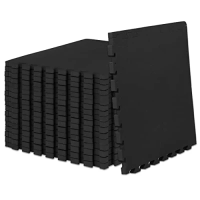 Immagine di ProsourceFit Extra Thick Puzzle Exercise Mat 1&quot;, EVA Foam Interlocking Tiles for Protective, Cushioned Workout Flooring Home and Gym Equipment, Black 3 Pack
