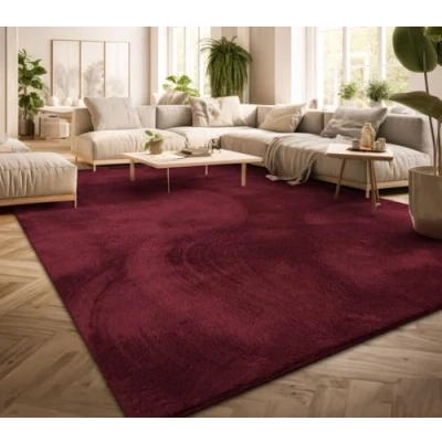 Immagine di TT Home Tappeto Salotto Pelo Corto Monocolore Design Moderno Lavabile, Colore: Rosso, Dimensione:120 cm tondo