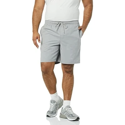 Immagine di Amazon Essentials Bermuda con Coulisse e Cucitura Interna da 20,32 cm dalla vestibilità Comoda (Disponibili in Taglie Forti) Uomo, Grigio Chiaro, XS