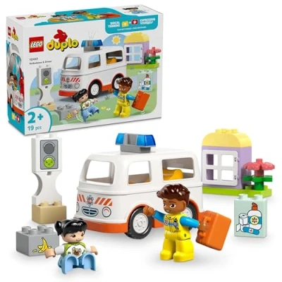 Immagine di LEGO DUPLO Ambulanza e Autista, Giocattolo Educativo per Bambini Bambine da 2 Anni, Giochi Didattici di Ruolo con Autista del Veicolo Paziente lo Sviluppo delle Abilità Socio Emotive 10447