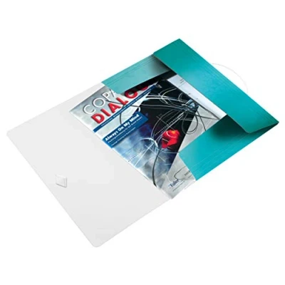 Immagine di Leitz WOW Cartella a 3 Lembi, Formato A4, Capacità 150 Fogli, Chiusura Elastico, Plastica Flessibile, Acquamarina, 45990151