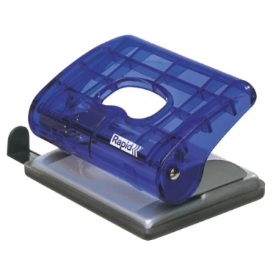 Immagine di Esselte Leitz EC20 Perforatore in plastica e metallo, 20 fogli, colore blu trasparente