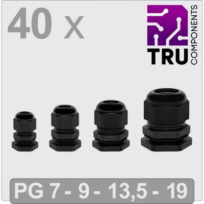 Immagine di TRU COMPONENTS TC 13448344 Pressacavo filettato Poliammide Nero 40 pz.