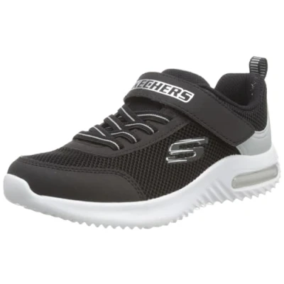 Immagine di Skechers GORE Strap Overlays Midsole TECH Piece Sneakers basse per bambini, Taglia: 27.5, Black &amp; silver synthetic / textile trim