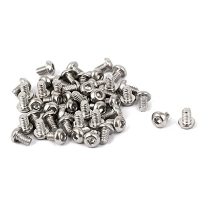 Immagine di Vite a testa bombata con incastro esagonale Sourcingmap® M2 x 3 mm, tono argento, 50 pezzi